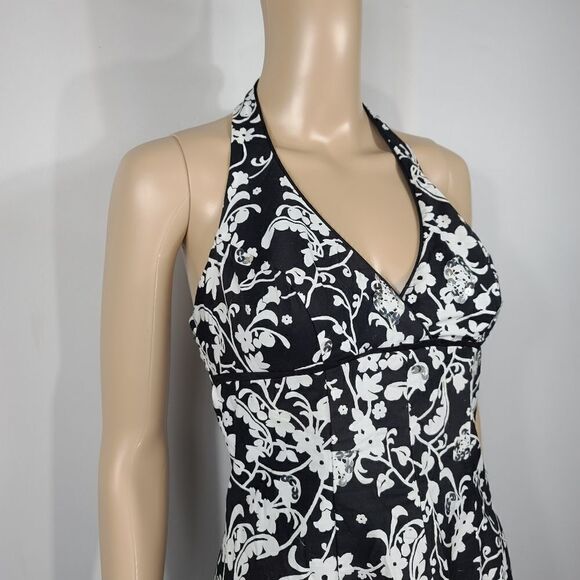 Speechless Black White Floral Halter Sequin Dress - Picture 2 of 9